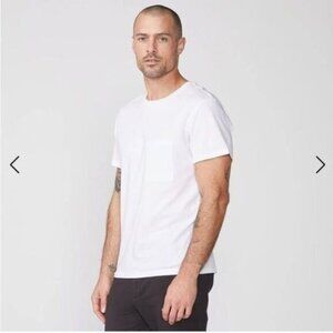Monrow Relaxed Pocket Crew White Tee Shirt Large New